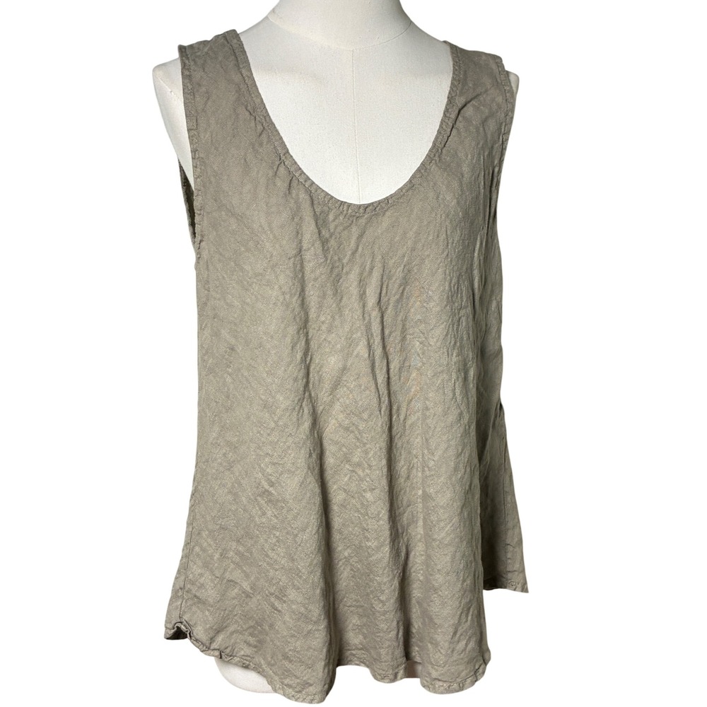 Michael Farrell Lagenlook Tank Top Scoop Neck Relaxed Taupe OS Women